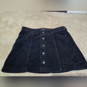 Black Corduroy Button-Up Skirt